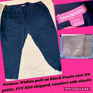 Woman Within black straight leg pants size 34P